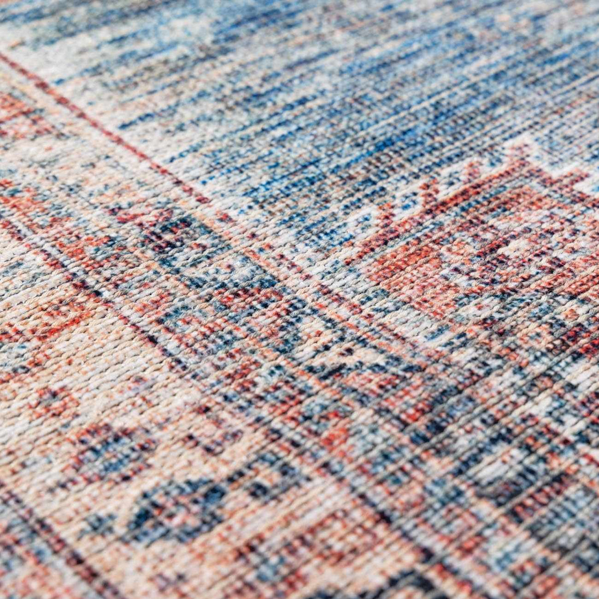 Baltinglass Rust &amp; Blue Washable Area Rug - Clearance