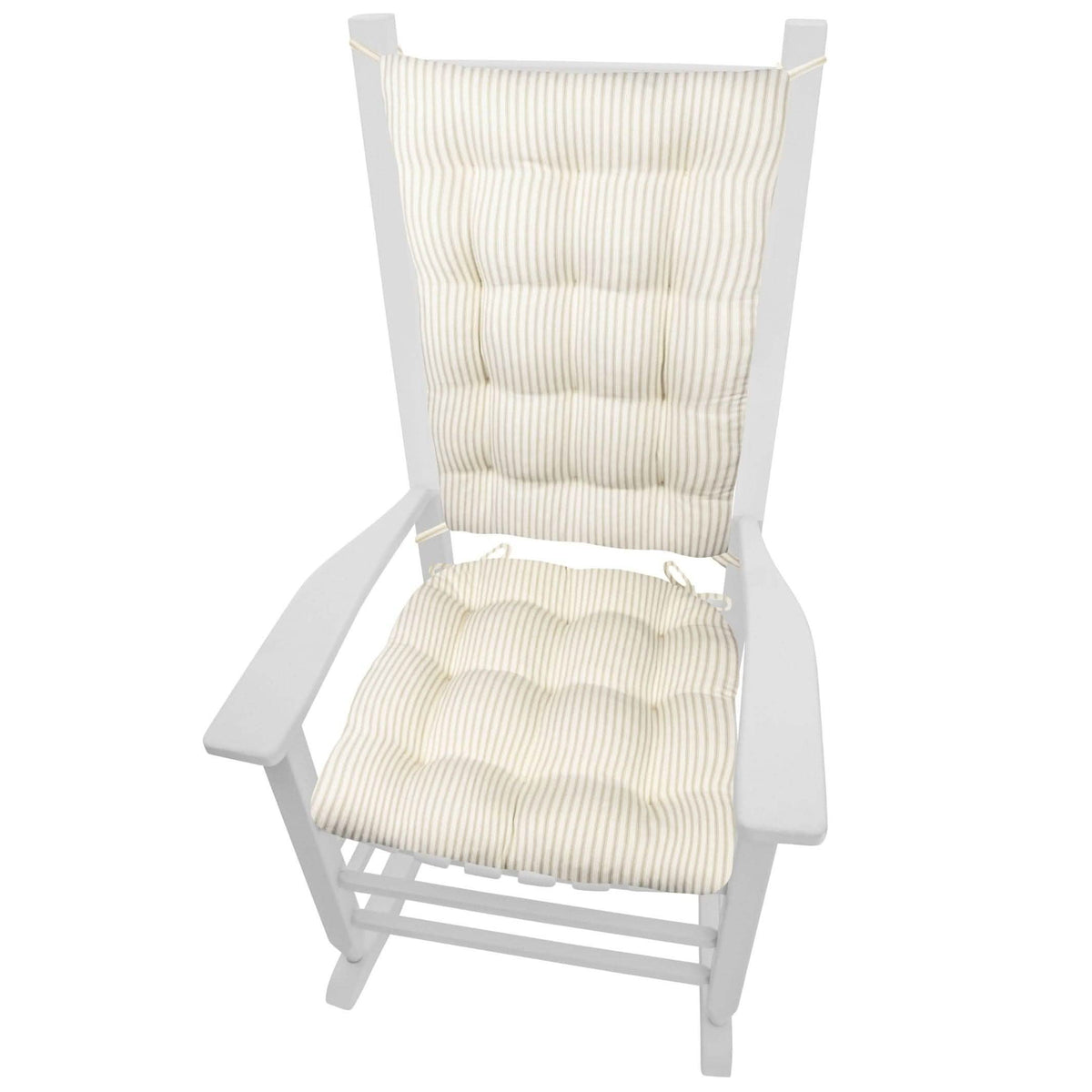 Ticking Stripe Natural Rocking Chair Cushions - Made in USA - 100% Cotton