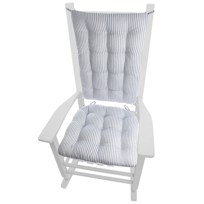 Ticking Stripe Navy Blue Rocking Chair Cushions - Made in USA - 100% Cotton