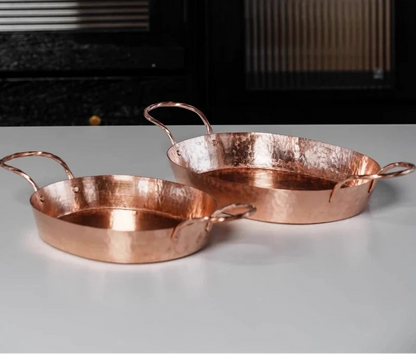 Handcrafted Pure Copper Oval Roasting Pan