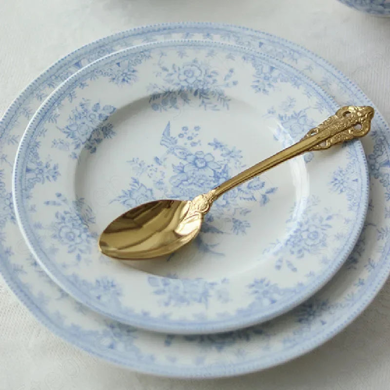 English Pastoral-Painted Peony Underglaze Ceramic Dinnerware