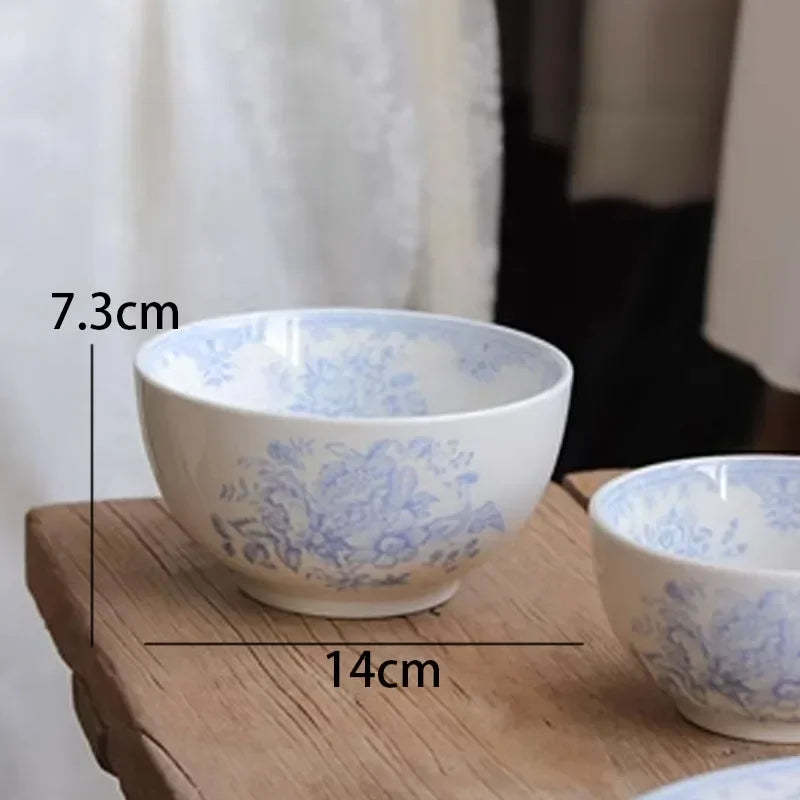 English Pastoral-Painted Peony Underglaze Ceramic Dinnerware