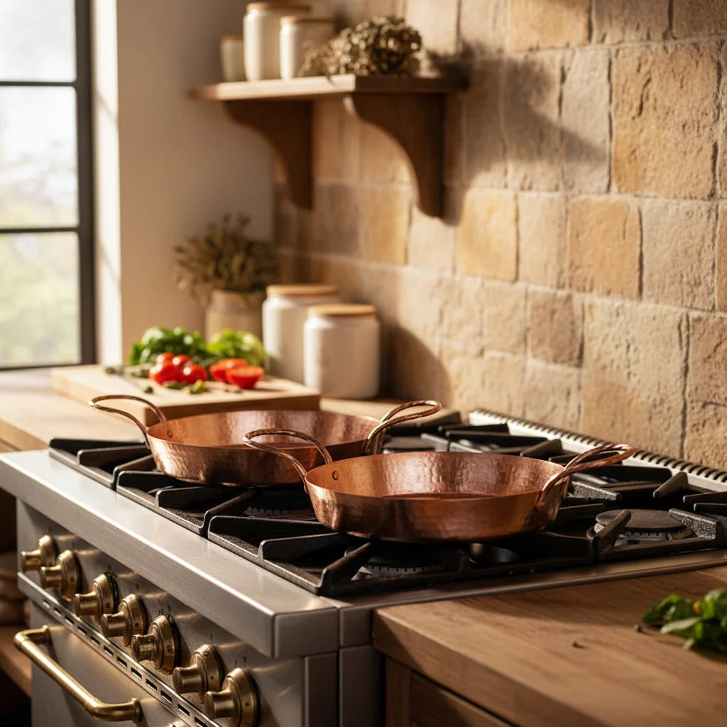 Handcrafted Pure Copper Oval Roasting Pan