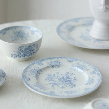 English Pastoral-Painted Peony Underglaze Ceramic Dinnerware
