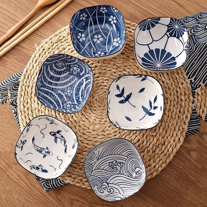 Vintage Blue Ceramic Dipping Bowls