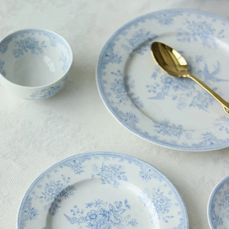 English Pastoral-Painted Peony Underglaze Ceramic Dinnerware