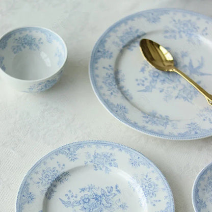 English Pastoral-Painted Peony Underglaze Ceramic Dinnerware