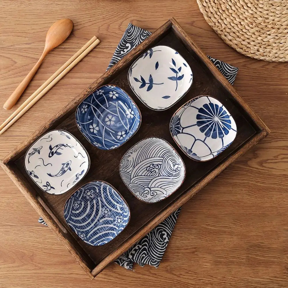 Vintage Blue Ceramic Dipping Bowls