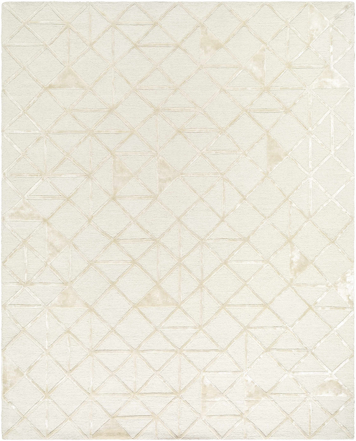 Jevau Beige Geometric Hand Tufted Wool Area Rug - Clearance