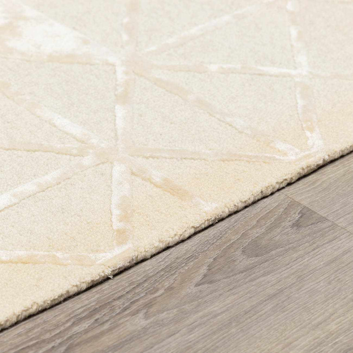 Jevau Beige Geometric Hand Tufted Wool Area Rug - Clearance
