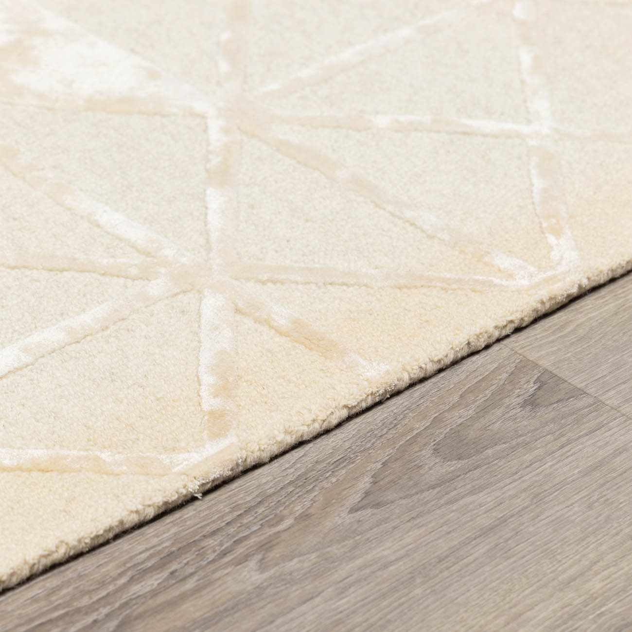 Jevau Beige Geometric Hand Tufted Wool Area Rug - Clearance