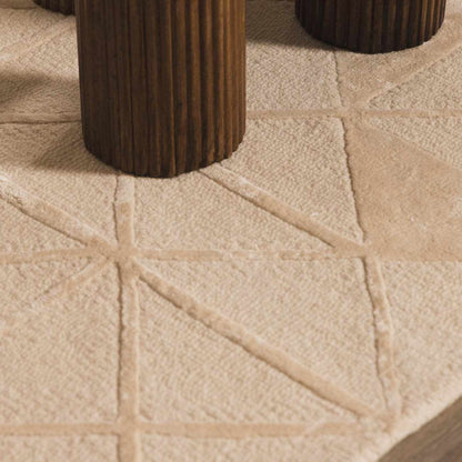 Jevau Beige Geometric Hand Tufted Wool Area Rug - Clearance