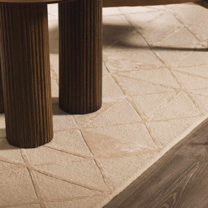 Jevau Beige Geometric Hand Tufted Wool Area Rug - Clearance