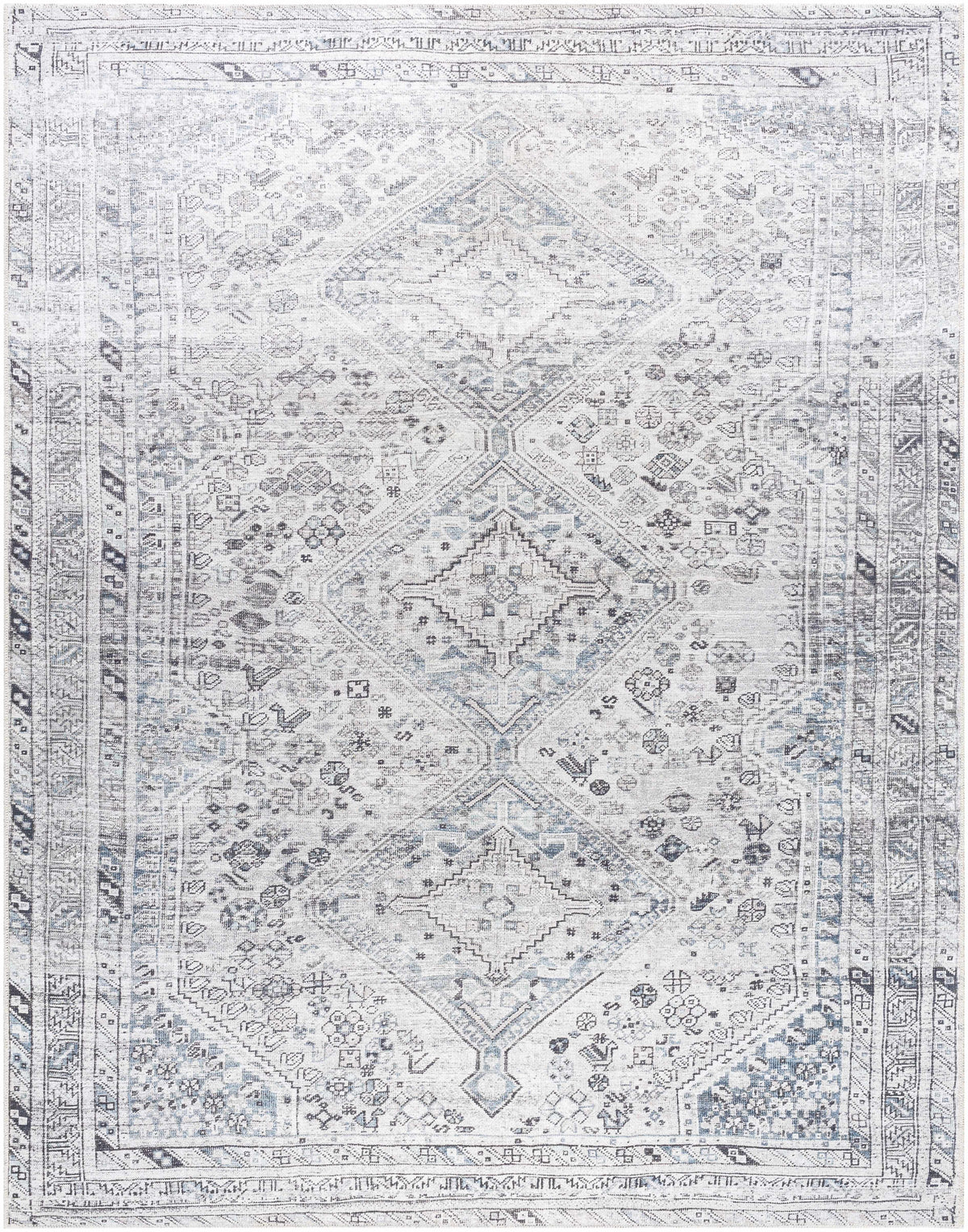 Barny Gray Flat Pile Washable Rug