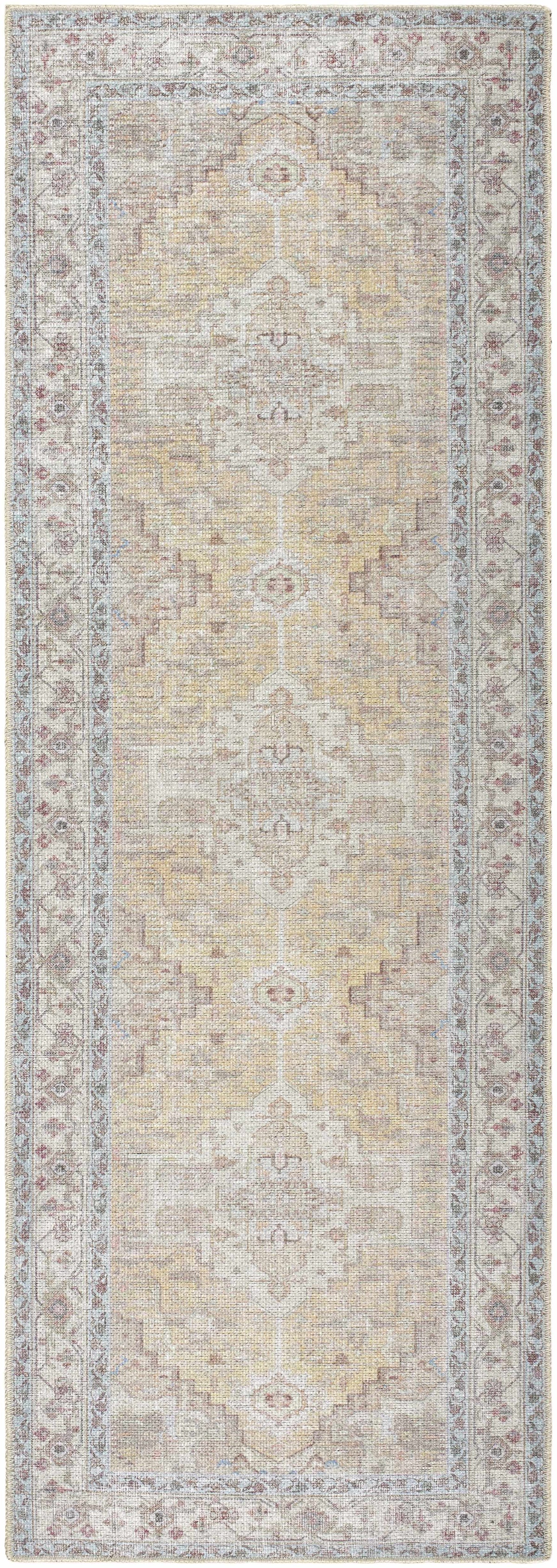 Reza Mustard Washable Rug - Clearance