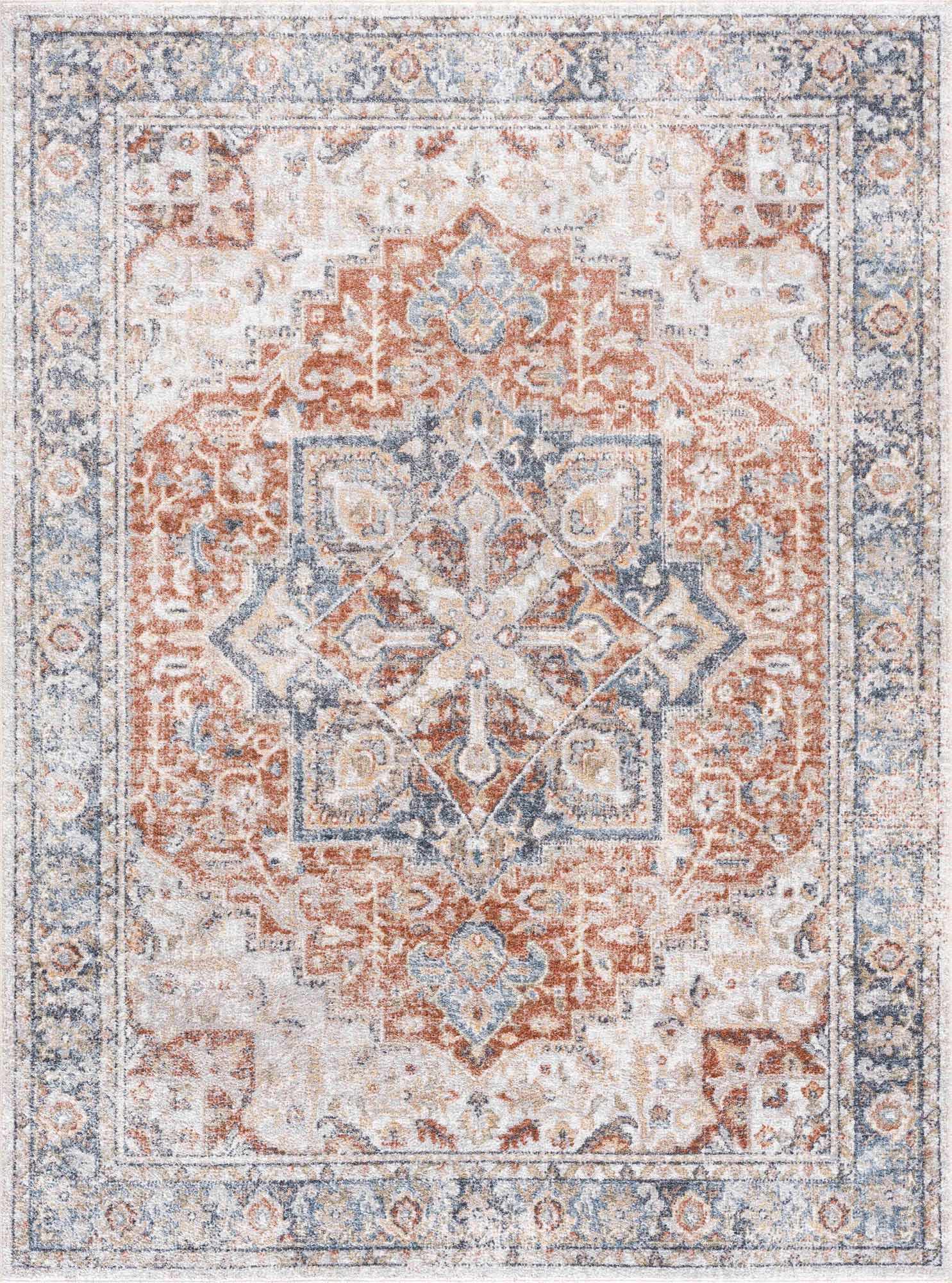 Neta Red &amp; Blue Flat Pile Washable Rug - Clearance
