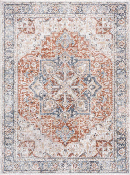 Neta Red &amp; Blue Flat Pile Washable Rug - Clearance