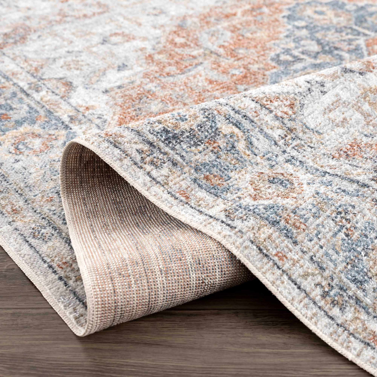 Neta Red &amp; Blue Flat Pile Washable Rug - Clearance