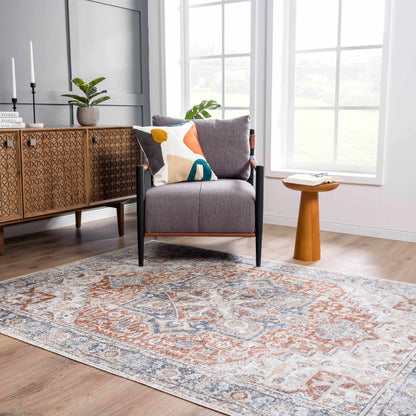 Neta Red &amp; Blue Flat Pile Washable Rug - Clearance