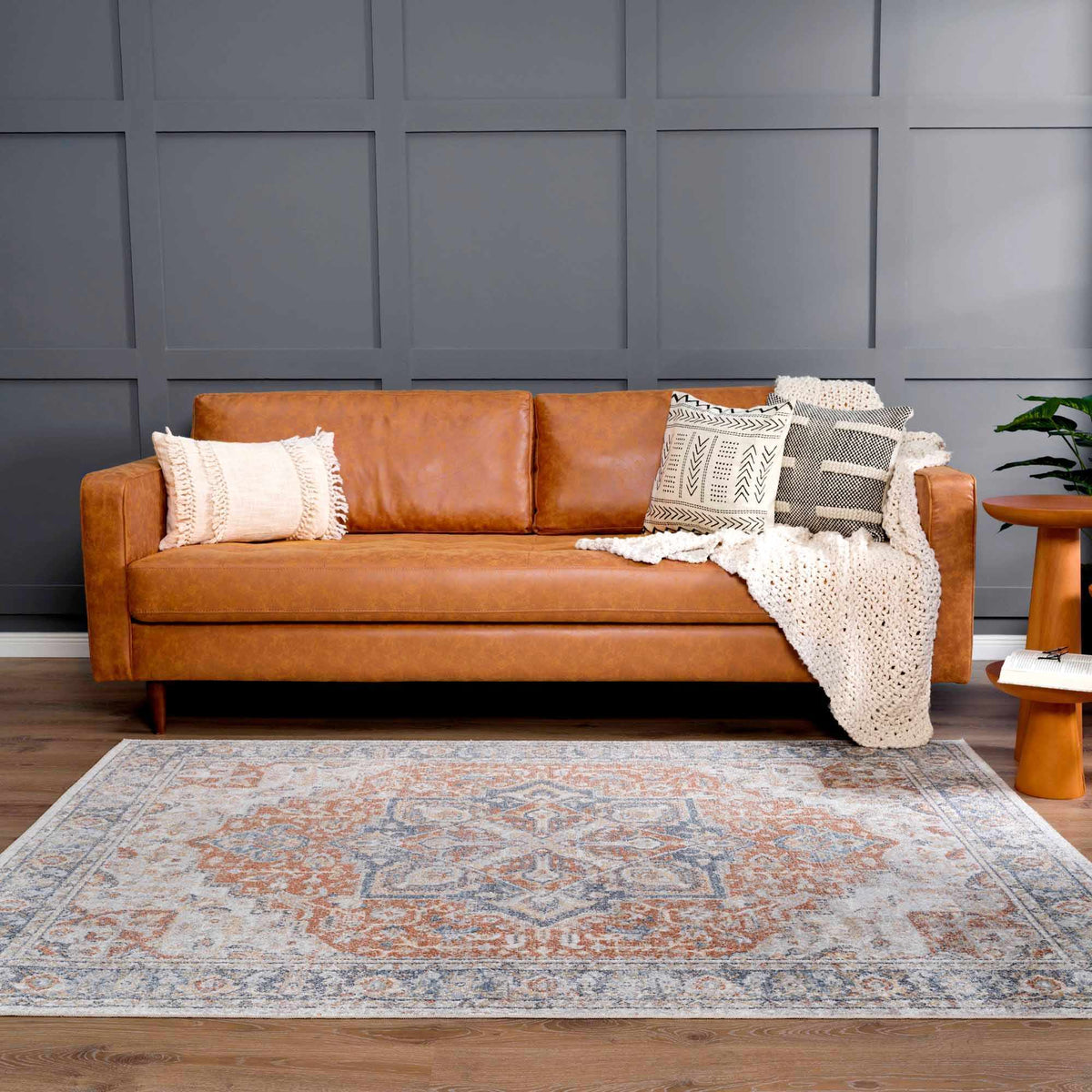 Neta Red &amp; Blue Flat Pile Washable Rug - Clearance