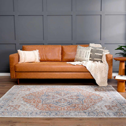 Neta Red &amp; Blue Flat Pile Washable Rug - Clearance