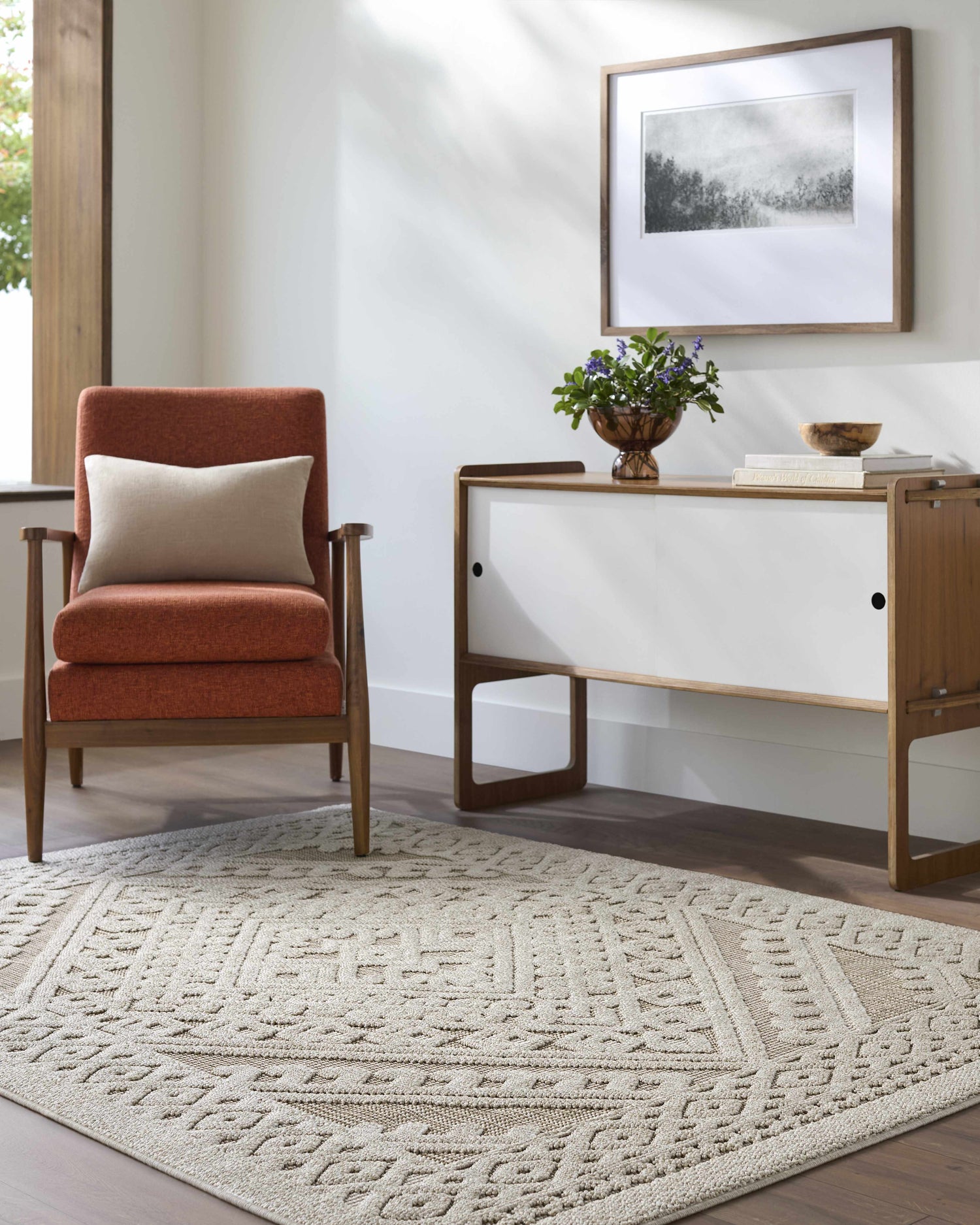 Hibah Bone Outdoor Area Rug - Clearance