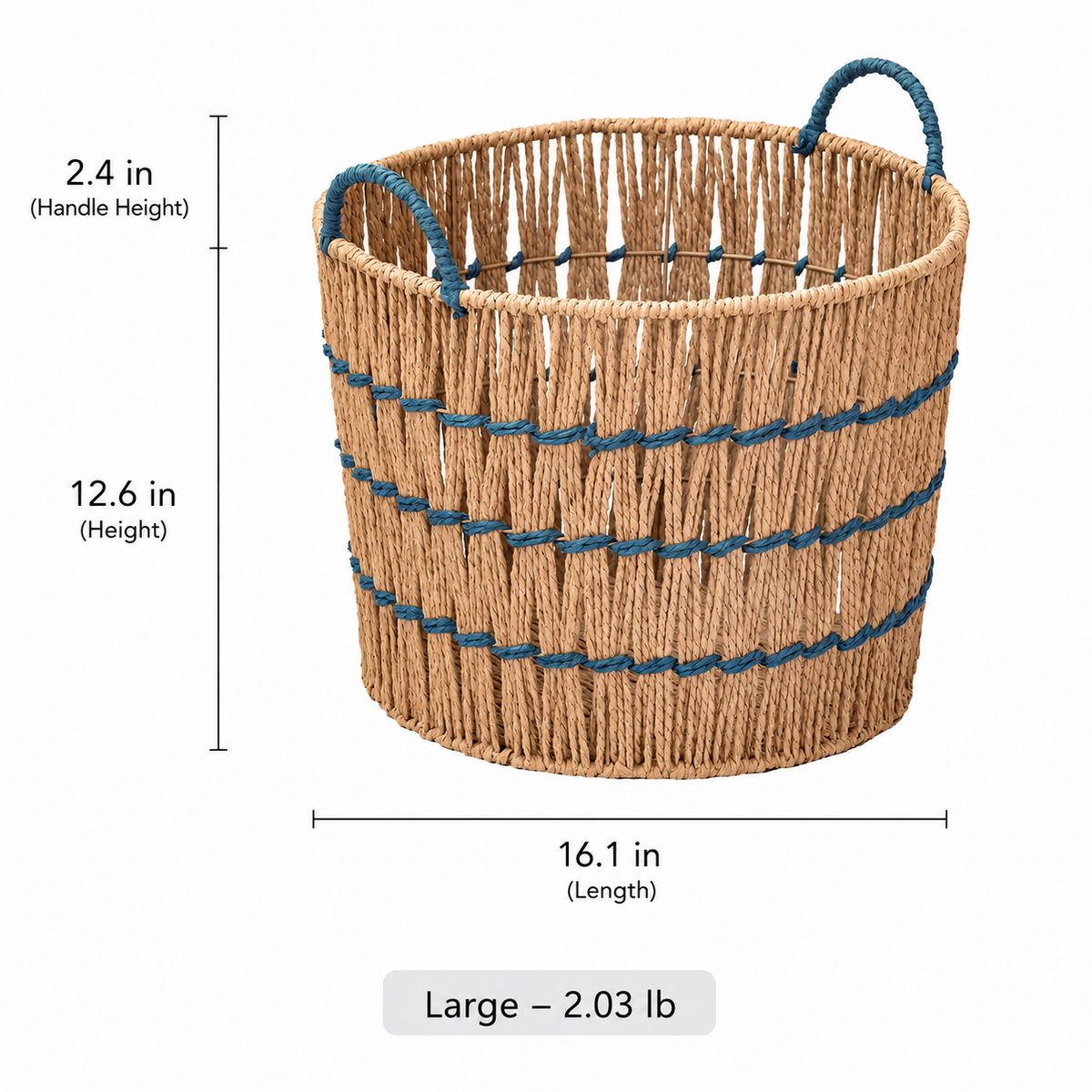 Blue Accent Woven Storage Basket