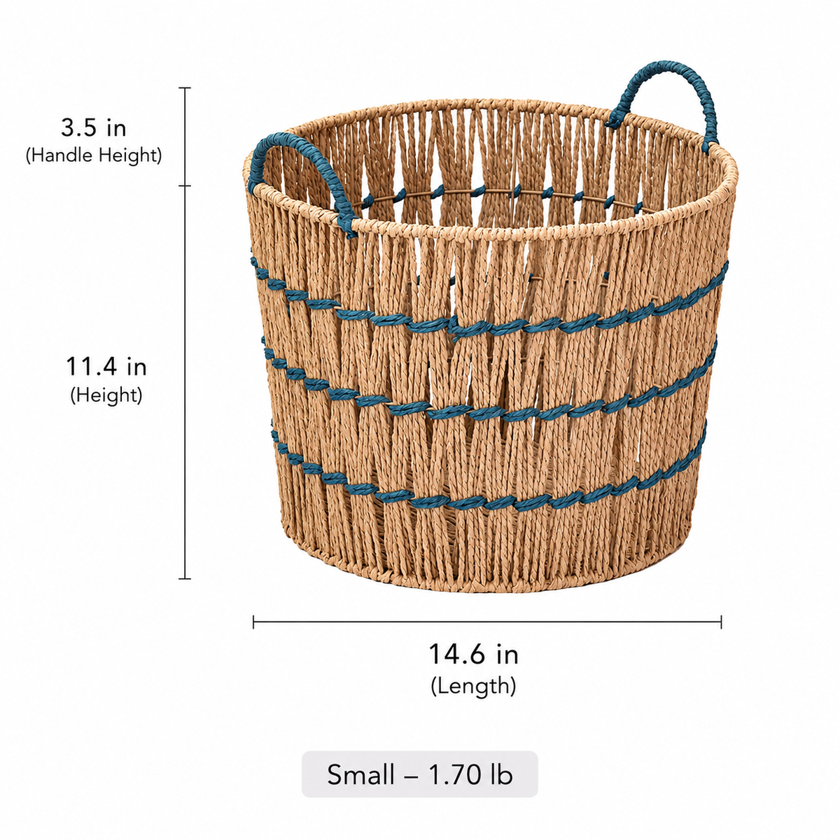 Blue Accent Woven Storage Basket