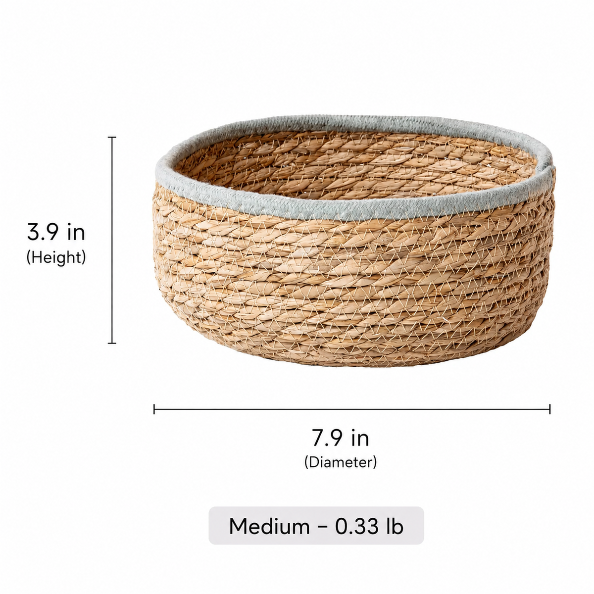 Blue-Trim Seagrass Storage Basket