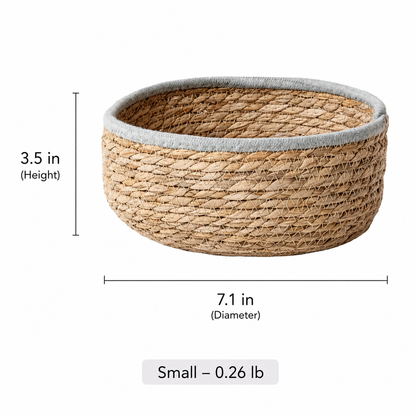 Blue-Trim Seagrass Storage Basket