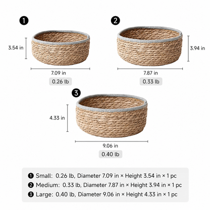 Blue-Trim Seagrass Storage Basket