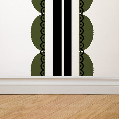 Sunday Scallop (Olive and Dark Green) Wallpaper