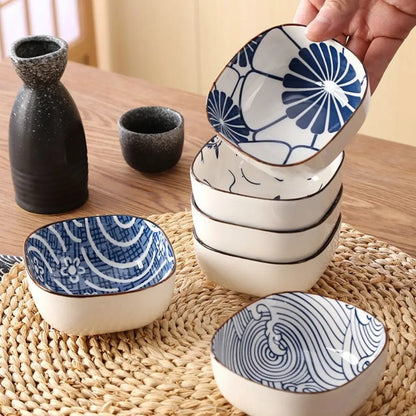 Vintage Blue Ceramic Dipping Bowls