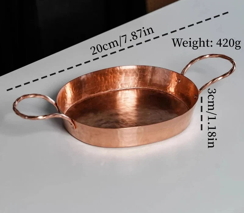 Handcrafted Pure Copper Oval Roasting Pan