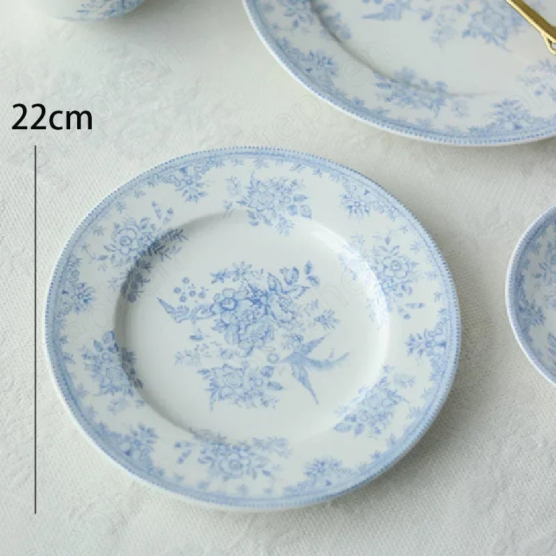 English Pastoral-Painted Peony Underglaze Ceramic Dinnerware