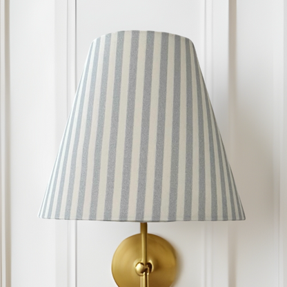 Powder Blue Striped Sconce Shade