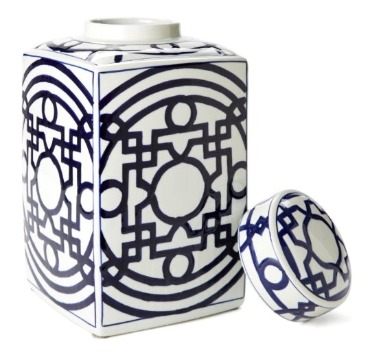 Blue and White Geom Tea Jar