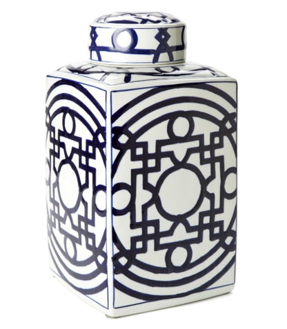 Blue and White Geom Tea Jar