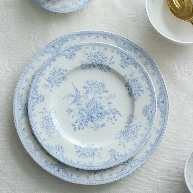 English Pastoral-Painted Peony Underglaze Ceramic Dinnerware