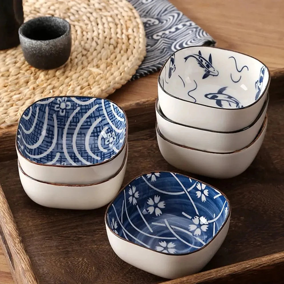 Vintage Blue Ceramic Dipping Bowls