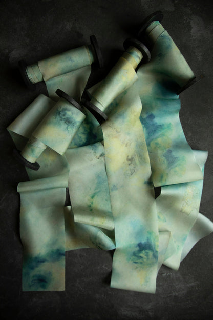 Seascape Botanical Print Silk Ribbon