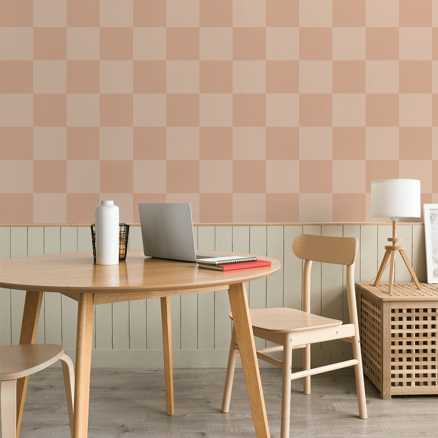 Simply Checker (Peach) Wallpaper