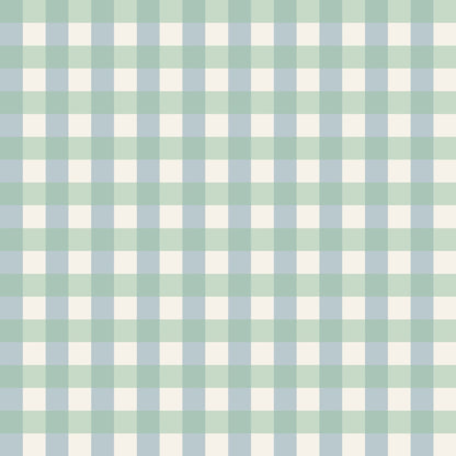Simply Gingham Small (Green &amp; Blue) Wallpaper