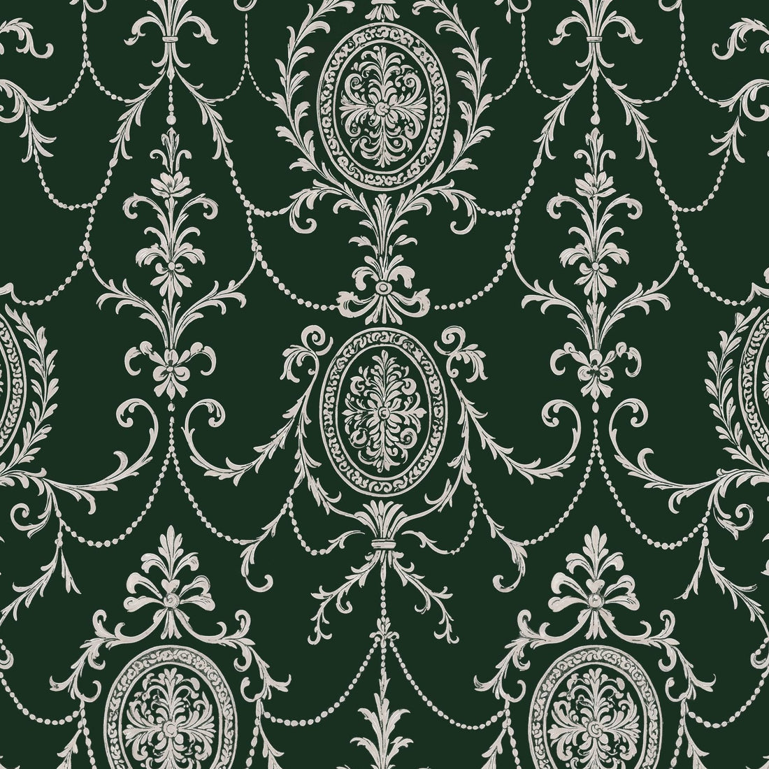 State Room Scroll (Green) Wallpaper