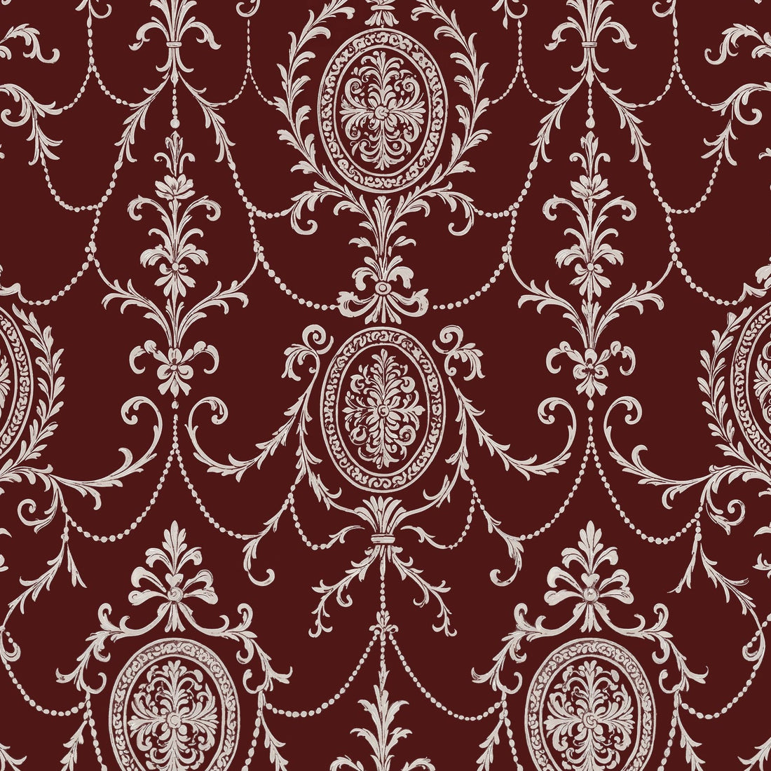 State Room Scroll (Burgundy) Wallpaper