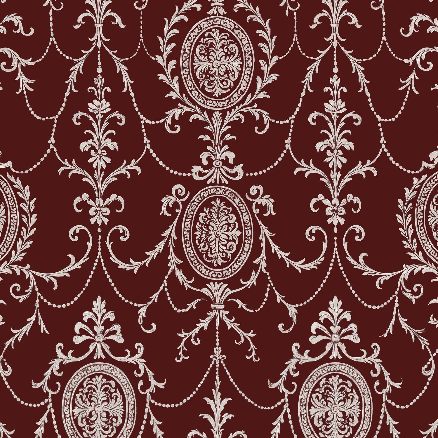 State Room Scroll (Burgundy) Wallpaper
