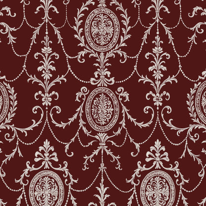 State Room Scroll (Burgundy) Wallpaper