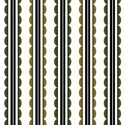 Sunday Scallop (Olive and Dark Green) Wallpaper