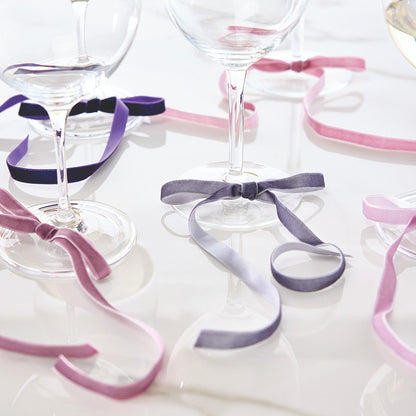 Velvet Bow Wine Charms - Set of 6 - Lilac