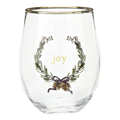 Gold Foil Boxed Stemless Wine Glass Set - Merry Christmas
